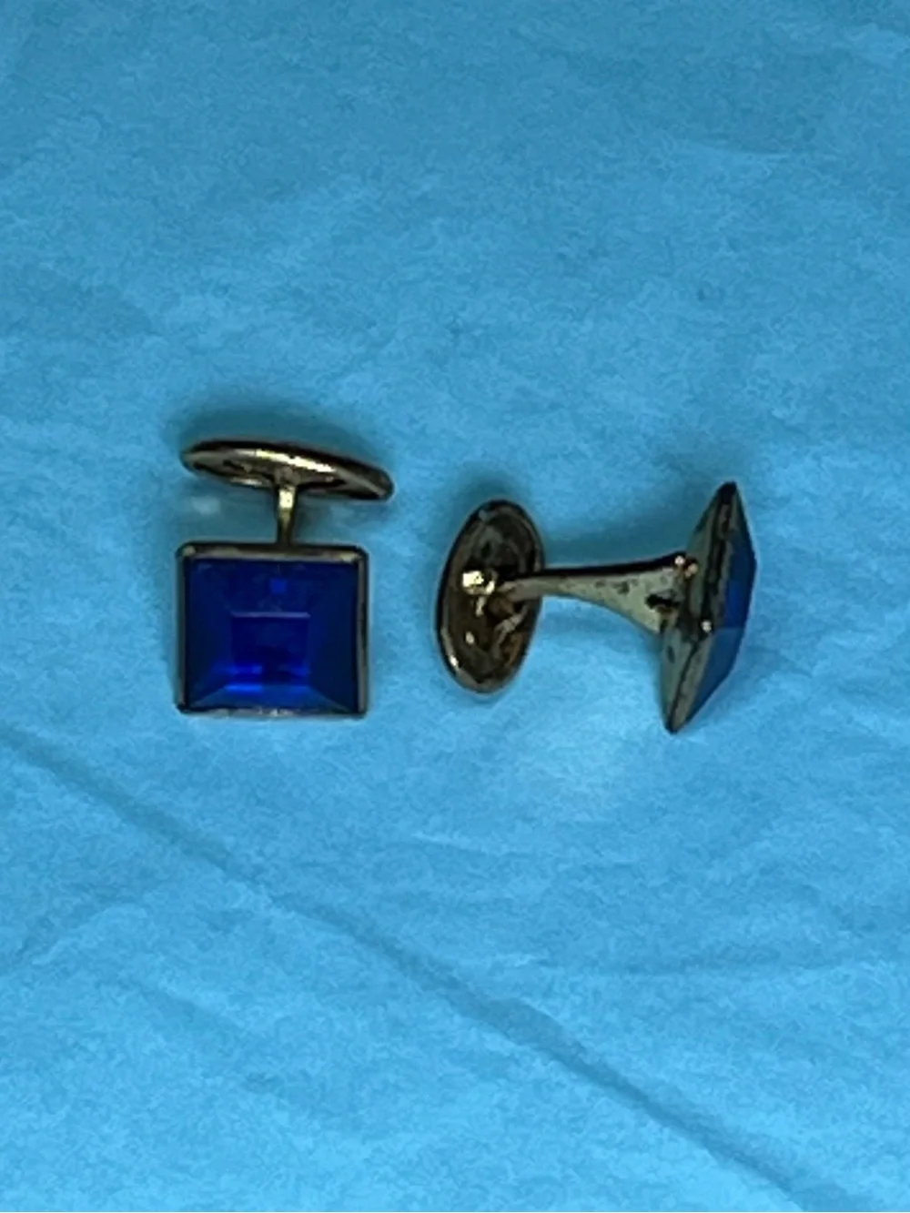 Vintage Blue Square Cufflinks